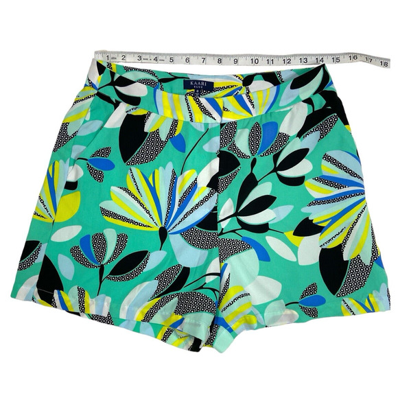 Kaari Blue Tropical Print Summer Vacation Shorts Size 8 - Picture 2 of 9